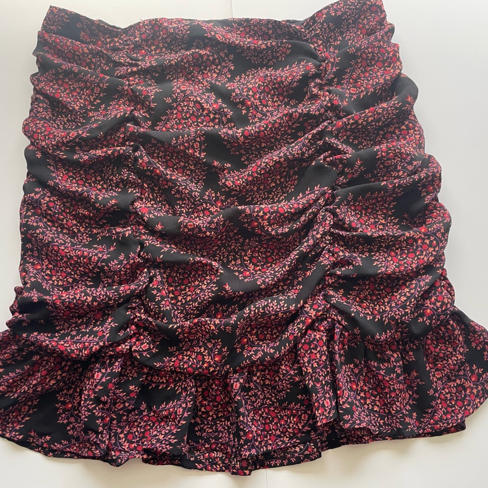 Forever 21 Black Mini Skirt with Pink Floral Print